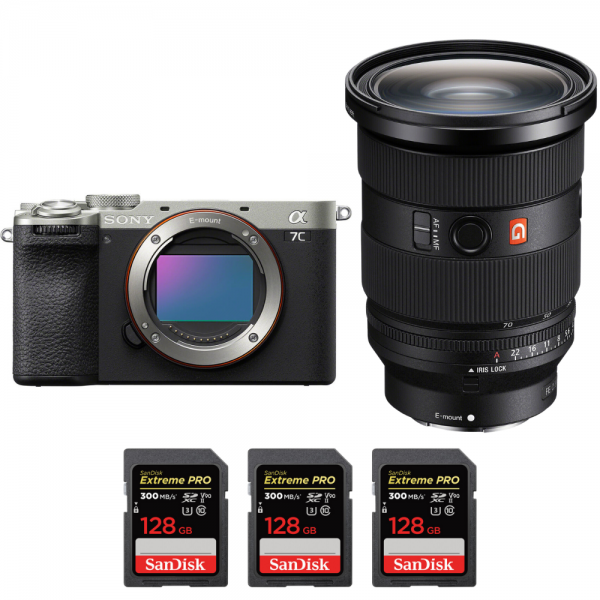 Sony A7C II Silver + FE 24-70mm f/2.8 GM II + 3 SanDisk 128GB Extreme PRO UHS-II SDXC 300 MB/s-2