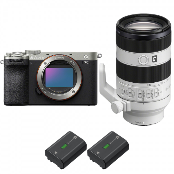 Sony A7C II Plata + FE 70-200mm f/4 Macro G OSS II + 2 Sony NP-FZ100-2