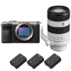 Sony A7C II Plata + FE 70-200mm f/4 Macro G OSS II + 3 Sony NP-FZ100-2