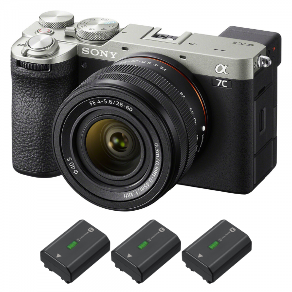 Sony A7C II Silver + FE 28-60mm f/4-5.6 + 3 Sony NP-FZ100-2