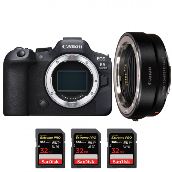 Canon EOS R6 Mark II + EF-EOS R + 3 SanDisk 32GB Extreme PRO UHS-II SDXC 300 MB/s - Camara mirrorless-2