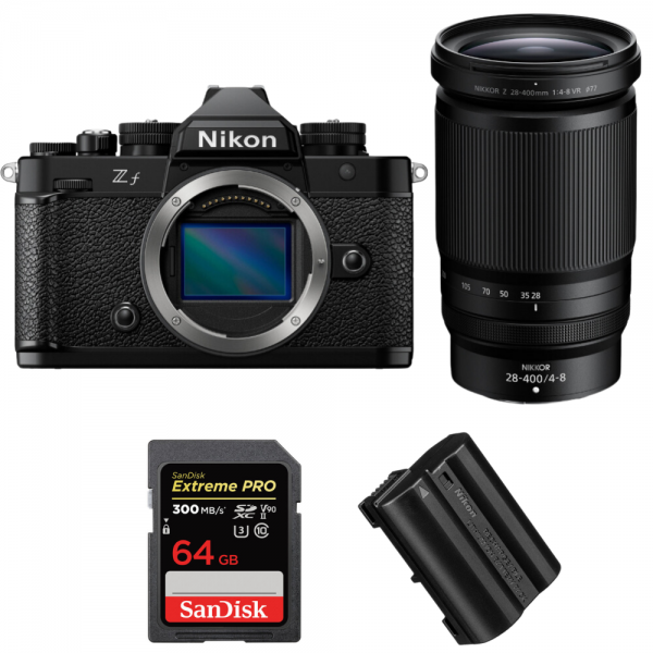 Nikon Zf + 28-400mm f/4-8 VR + 1 SanDisk 64GB Extreme PRO UHS-II SDXC 300 MB/s + 1 Nikon EN-EL15C-1