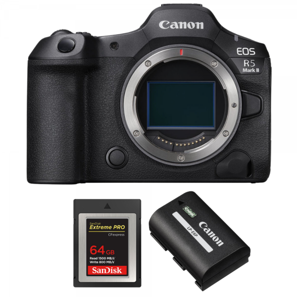 Canon EOS R5 Mark II + 1 SanDisk 64GB Extreme PRO CFexpress Type B + 1 Canon LP-E6P-1