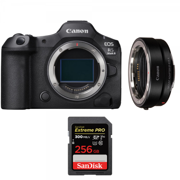 Canon EOS R5 Mark II + EF-EOS R + 1 SanDisk 256GB Extreme PRO UHS-II SDXC 300 MB/s-1
