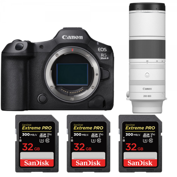 Canon EOS R5 Mark II + RF 200-800mm f/6.3-9 IS USM + 3 SanDisk 32GB Extreme PRO UHS-II SDXC 300 MB/s-1