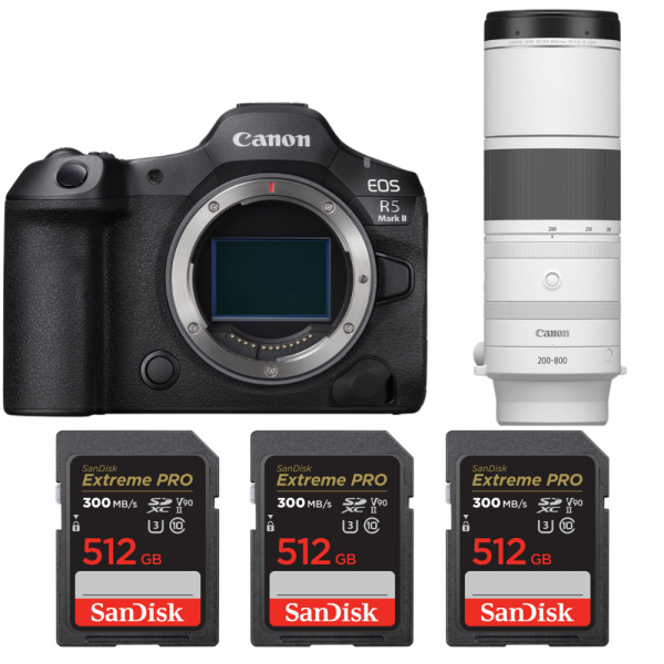 Canon EOS R5 Mark II + RF 200-800mm f/6.3-9 IS USM + 3 SanDisk 512GB Extreme PRO UHS-II SDXC 300 MB/s-1