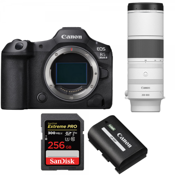 Canon EOS R5 Mark II + RF 200-800mm f/6.3-9 IS USM + 1 SanDisk 256GB Extreme PRO UHS-II SDXC 300 MB/s + 1 Canon LP-E6P-1