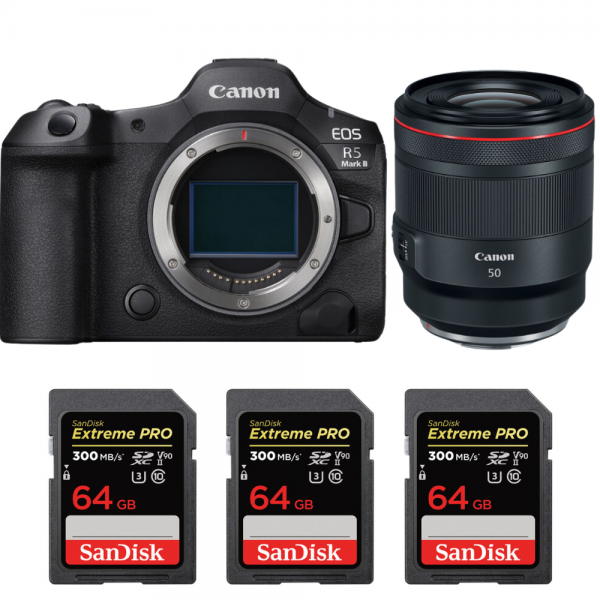 Canon EOS R5 Mark II + RF 50mm f/1.2 L USM + 3 SanDisk 64GB Extreme PRO UHS-II SDXC 300 MB/s-1