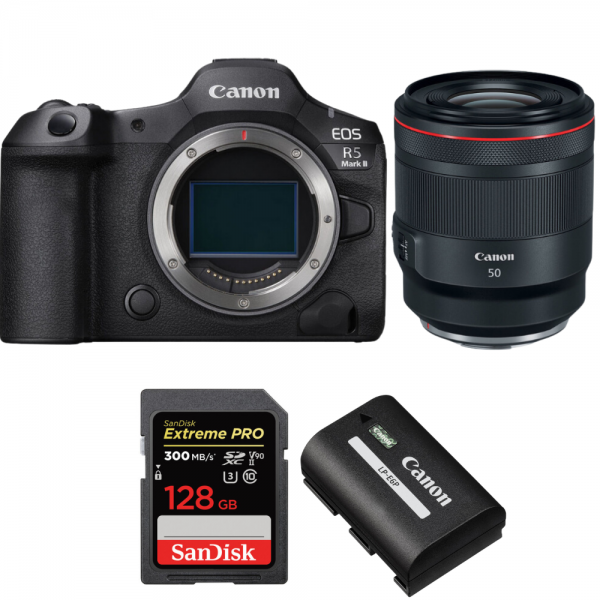 Canon EOS R5 Mark II + RF 50mm f/1.2 L USM + 1 SanDisk 128GB Extreme PRO UHS-II SDXC 300 MB/s + 1 Canon LP-E6P-1