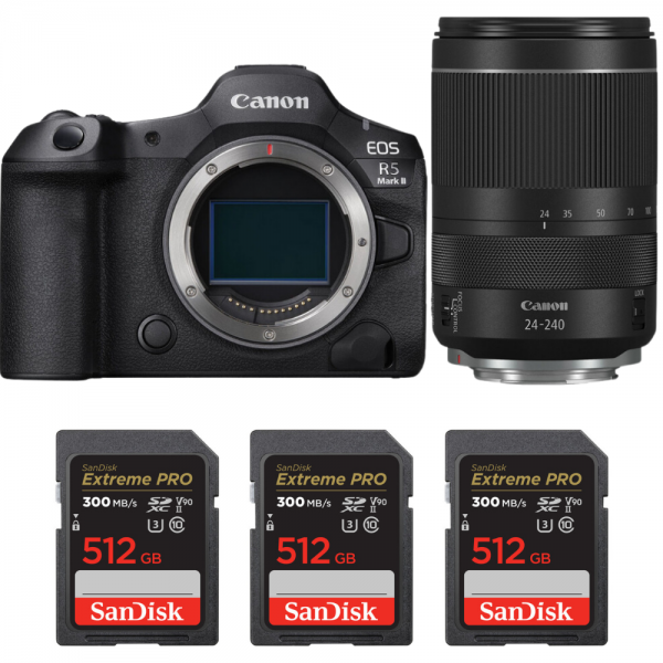 Canon EOS R5 Mark II + RF 24-240mm f/4-6.3 IS USM + 3 SanDisk 512GB Extreme PRO UHS-II SDXC 300 MB/s-1