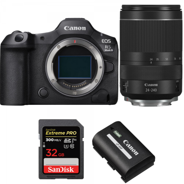 Canon EOS R5 Mark II + RF 24-240mm f/4-6.3 IS USM + 1 SanDisk 32GB Extreme PRO UHS-II SDXC 300 MB/s + 1 Canon LP-E6P-1