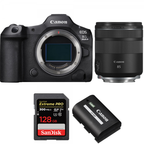 Canon EOS R5 Mark II + RF 85mm f/2 Macro IS STM + 1 SanDisk 128GB Extreme PRO UHS-II SDXC 300 MB/s + 1 Canon LP-E6P-1