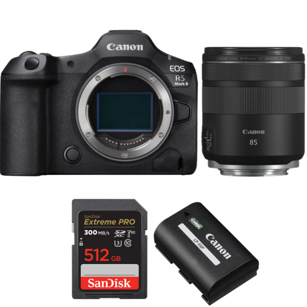 Canon EOS R5 Mark II + RF 85mm f/2 Macro IS STM + 1 SanDisk 512GB Extreme PRO UHS-II SDXC 300 MB/s + 1 Canon LP-E6P-1