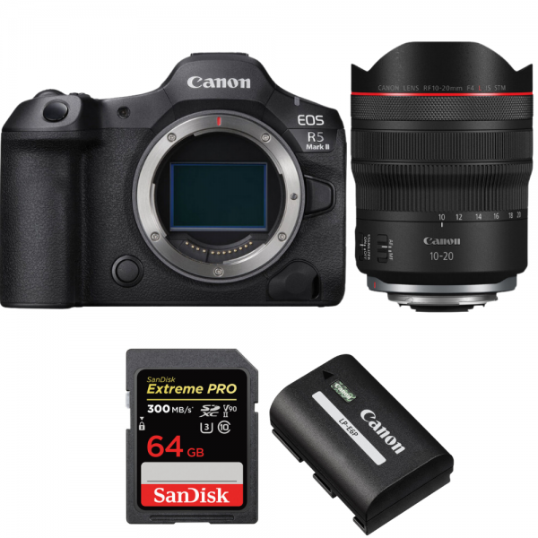 Canon EOS R5 Mark II + RF 10-20mm f/4 L IS STM + 1 SanDisk 64GB Extreme PRO UHS-II SDXC 300 MB/s + 1 Canon LP-E6P-1