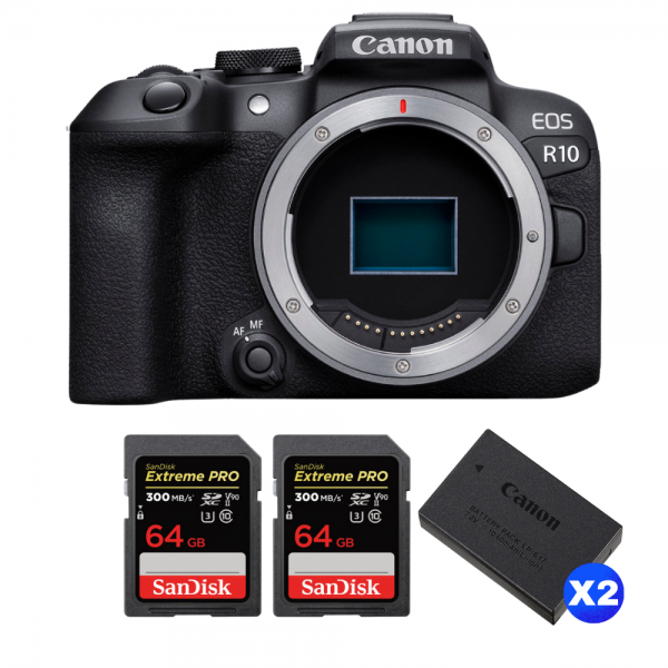 Canon EOS R10 + 2 SanDisk 64GB Extreme PRO UHS-II SDXC 300 MB/s + 2 Canon LP-E17-1