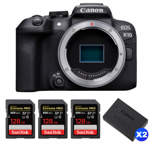 Canon EOS R10 + 3 SanDisk 128GB Extreme PRO UHS-II SDXC 300 MB/s + 2 Canon LP-E17-1