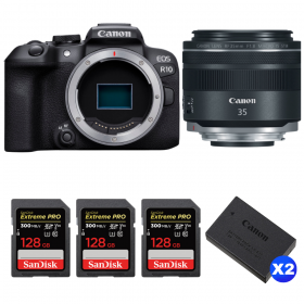 Canon EOS R10 + RF 35mm F1.8 IS Macro STM + 3 SanDisk 128GB Extreme PRO UHS-II SDXC 300 MB/s + 2 Canon LP-E17-1