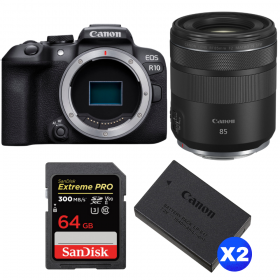 Canon EOS R10 + RF 85 mm F2 Macro IS STM + 1 SanDisk 64GB Extreme PRO UHS-II SDXC 300 MB/s + 2 Canon LP-E17-1