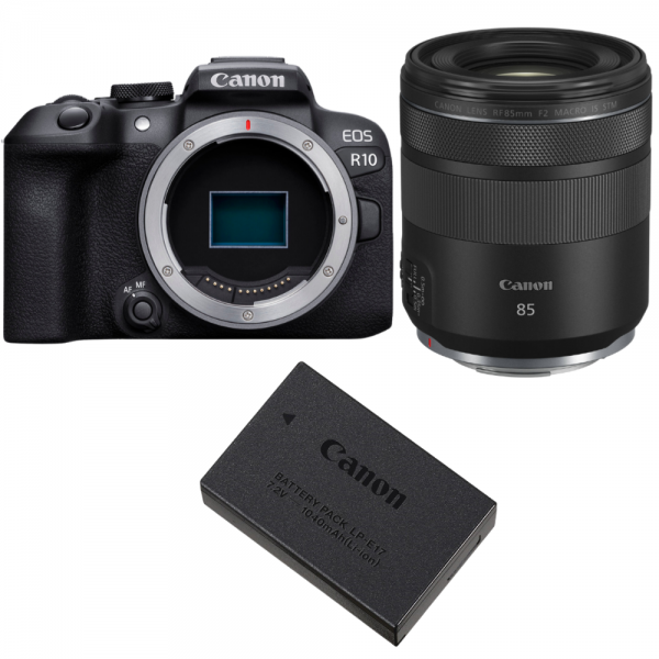 Camara Canon EOS R10 + RF 85 mm F2 Macro IS STM + 1 Canon LP-E17-1
