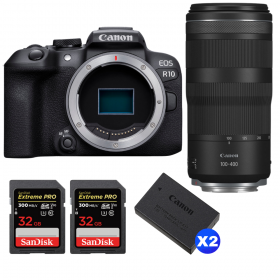 Canon EOS R10 + RF 100-400mm F5.6-8 IS USM + 2 SanDisk 32GB Extreme PRO UHS-II SDXC 300 MB/s + 2 Canon LP-E17-1