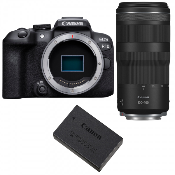Camara Canon EOS R10 + RF 100-400 mm f/5,6-8 IS USM + 1 Canon LP-E17-1