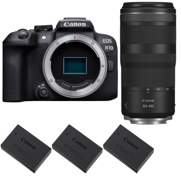 Canon EOS R10 + RF 100-400mm F5.6-8 IS USM + 3 Canon LP-E17-1