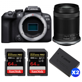 Canon EOS R10 + RF-S 18-150 mm f/4,5-6,3 IS STM + 2 SanDisk 64GB Extreme PRO UHS-II SDXC 300 MB/s + 2 Canon LP-E17-1