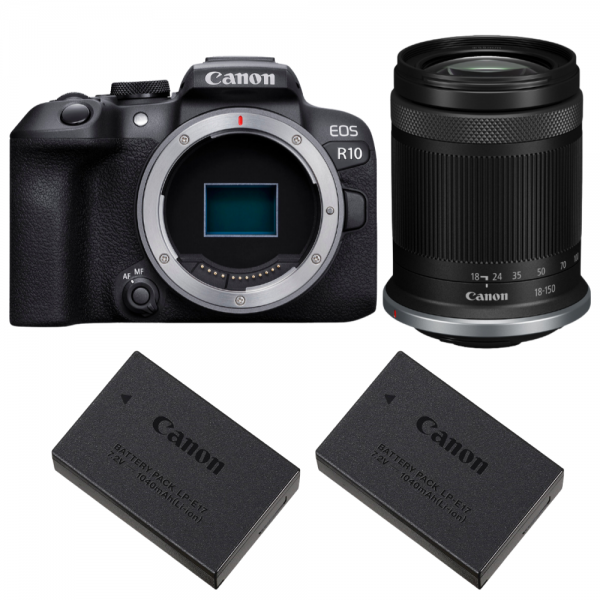 Canon EOS R10 + RF-S 18-150mm F4.5-6.3 IS STM + 2 Canon LP-E17-1