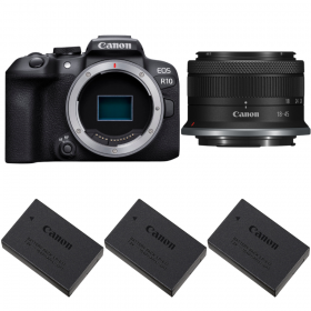 Canon EOS R10 + RF-S 18-45mm F4.5-6.3 IS STM + 3 Canon LP-E17-1