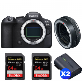 Canon EOS R6 Mark II + Canon EF-EOS R Premium + 2 SanDisk 64GB Extreme PRO UHS-II SDXC 300 MB/s + 2 Canon LP-E6NH-1