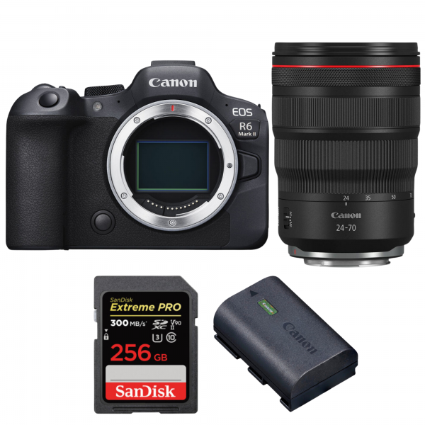 Canon EOS R6 Mark II + RF 24-70mm f/2.8 L IS USM + 1 SanDisk 256GB Extreme PRO UHS-II SDXC 300 MB/s + 1 Canon LP-E6NH-1