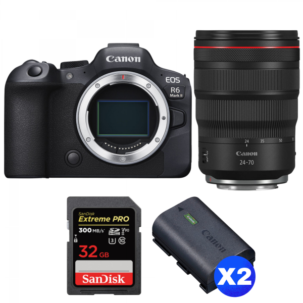 Canon EOS R6 Mark II + RF 24-70 mm f/2,8 L IS USM + 1 SanDisk 32GB Extreme PRO UHS-II SDXC 300 MB/s + 2 Canon LP-E6NH-1