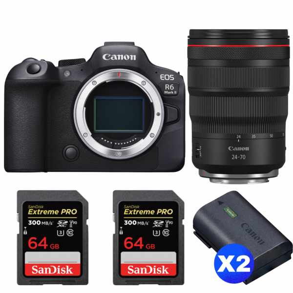 Canon EOS R6 Mark II + RF 24-70 mm f/2,8 L IS USM + 2 SanDisk 64GB Extreme PRO UHS-II SDXC 300 MB/s + 2 Canon LP-E6NH-1