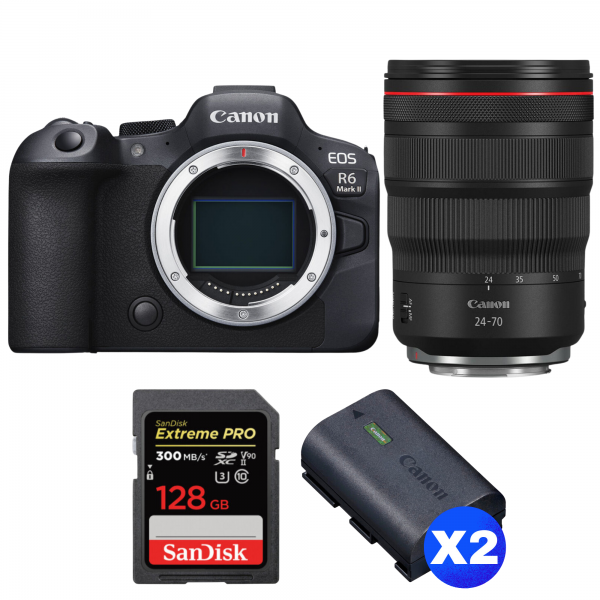 Canon EOS R6 Mark II + RF 24-70mm f/2.8 L IS USM + 1 SanDisk 128GB Extreme PRO UHS-II SDXC 300 MB/s + 2 Canon LP-E6NH-1
