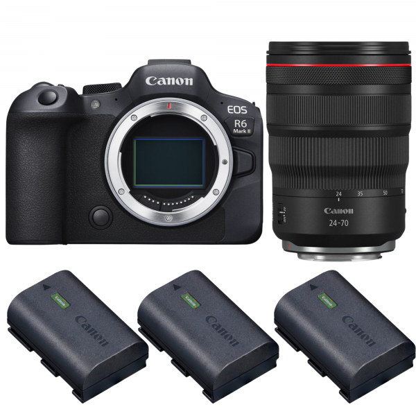 Canon EOS R6 Mark II + RF 24-70mm f/2.8 L IS USM + 3 Canon LP-E6NH-1