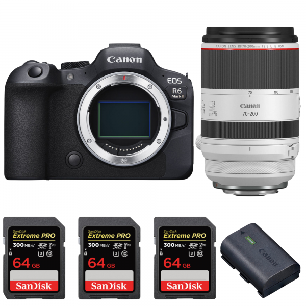 Canon EOS R6 Mark II + RF 70-200mm f/2.8 L IS USM + 3 SanDisk 64GB Extreme PRO UHS-II SDXC 300 MB/s + 1 Canon LP-E6NH-1