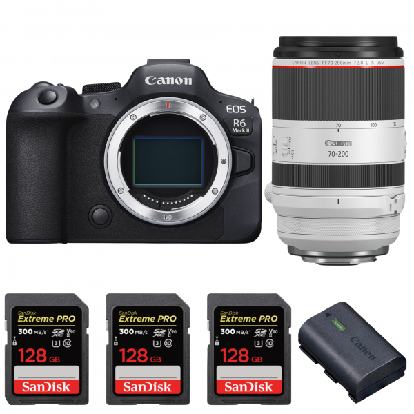 Canon EOS R6 Mark II + RF 70-200mm f/2.8 L IS USM + 3 SanDisk 128GB Extreme PRO UHS-II SDXC 300 MB/s + 1 Canon LP-E6NH-1