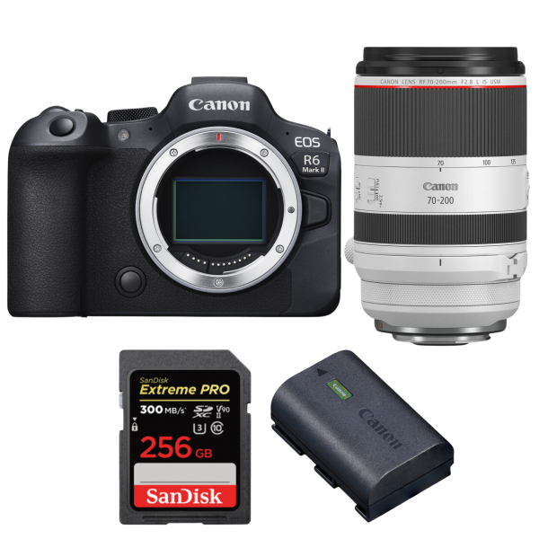 Canon EOS R6 Mark II + RF 70-200mm f/2.8 L IS USM + 1 SanDisk 256GB Extreme PRO UHS-II SDXC 300 MB/s + 1 Canon LP-E6NH-1