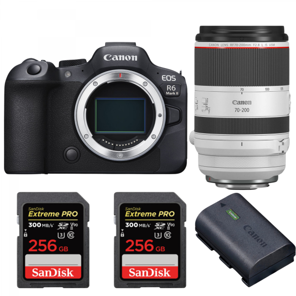 Canon EOS R6 Mark II + RF 70-200mm f/2.8 L IS USM + 2 SanDisk 256GB Extreme PRO UHS-II SDXC 300 MB/s + 1 Canon LP-E6NH-1
