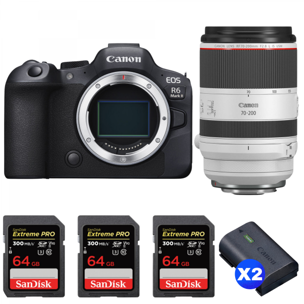 Canon EOS R6 Mark II + RF 70-200mm f/2.8 L IS USM + 3 SanDisk 64GB Extreme PRO UHS-II SDXC 300 MB/s + 2 Canon LP-E6NH-1