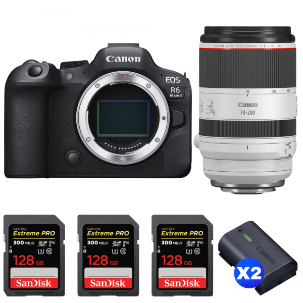 Canon EOS R6 Mark II + RF 70-200mm f/2.8 L IS USM + 3 SanDisk 128GB Extreme PRO UHS-II SDXC 300 MB/s + 2 Canon LP-E6NH-1