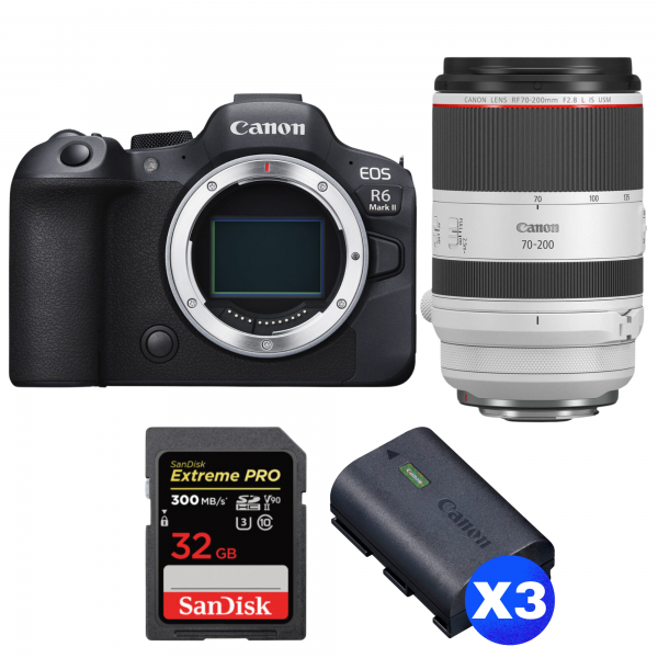 Canon EOS R6 Mark II + RF 70-200mm f/2.8 L IS USM + 1 SanDisk 32GB Extreme PRO UHS-II SDXC 300 MB/s + 3 Canon LP-E6NH-1
