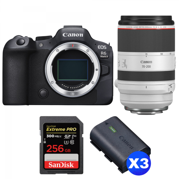 Canon EOS R6 Mark II + RF 70-200mm f/2.8 L IS USM + 1 SanDisk 256GB Extreme PRO UHS-II SDXC 300 MB/s + 3 Canon LP-E6NH-1