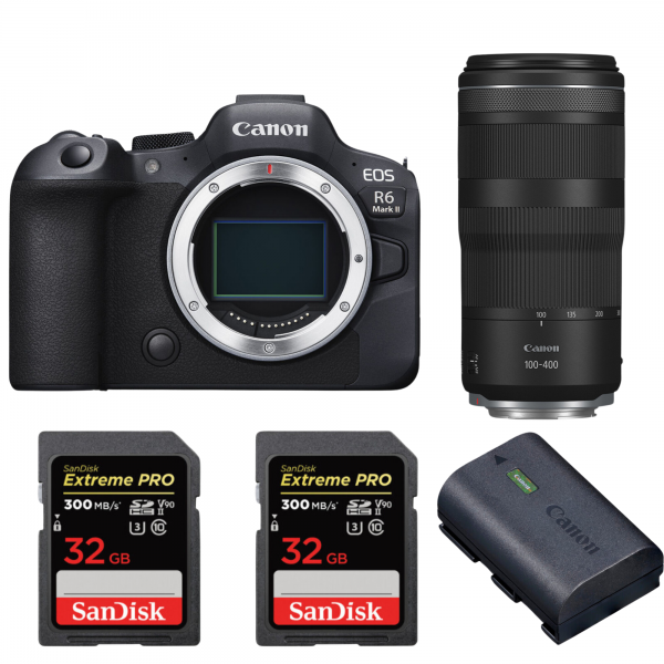 Canon EOS R6 Mark II + RF 100-400mm f/5.6-8 IS USM + 2 SanDisk 32GB Extreme PRO UHS-II SDXC 300 MB/s + 1 Canon LP-E6NH-1
