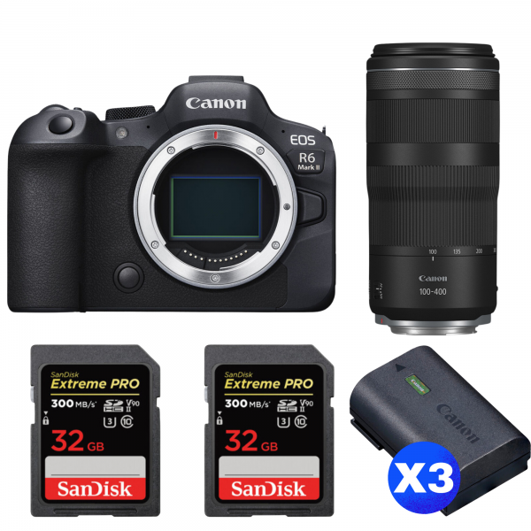 Canon EOS R6 Mark II + RF 100-400mm f/5.6-8 IS USM + 2 SanDisk 32GB Extreme PRO UHS-II SDXC 300 MB/s + 3 Canon LP-E6NH-1