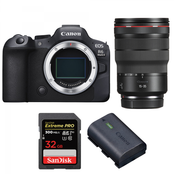 Canon EOS R6 Mark II + RF 15-35mm f/2.8 L IS USM + 1 SanDisk 32GB Extreme PRO UHS-II SDXC 300 MB/s + 1 Canon LP-E6NH-1