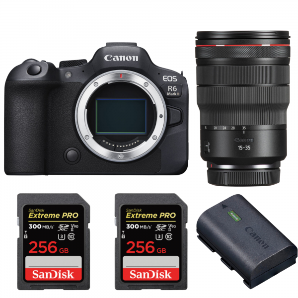 Canon EOS R6 Mark II + RF 15-35mm f/2.8 L IS USM + 2 SanDisk 256GB Extreme PRO UHS-II SDXC 300 MB/s + 1 Canon LP-E6NH-1