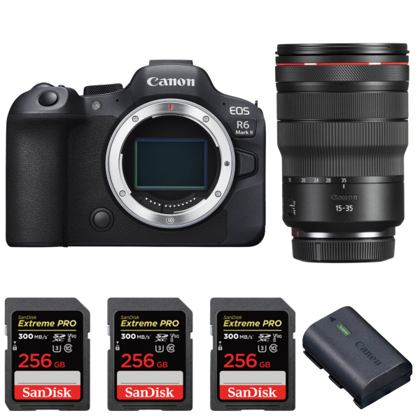 Canon EOS R6 Mark II + RF 15-35mm f/2.8 L IS USM + 3 SanDisk 256GB Extreme PRO UHS-II SDXC 300 MB/s + 1 Canon LP-E6NH-1