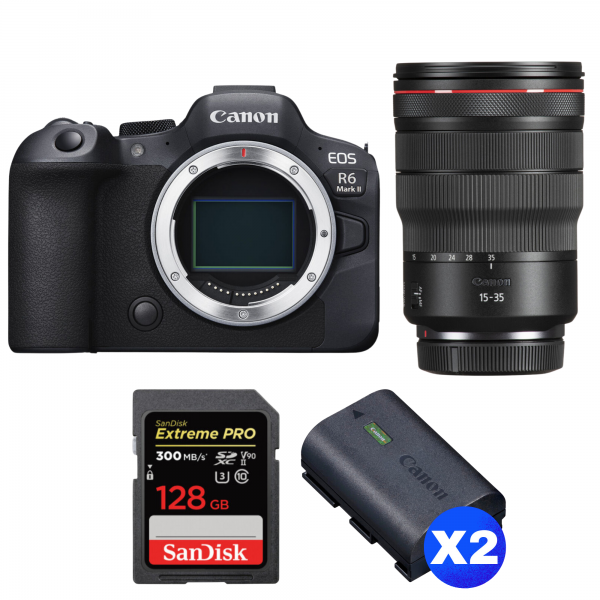 Canon EOS R6 Mark II + RF 15-35mm f/2.8 L IS USM + 1 SanDisk 128GB Extreme PRO UHS-II SDXC 300 MB/s + 2 Canon LP-E6NH-1