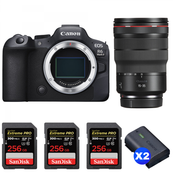 Canon EOS R6 Mark II + RF 15-35mm f/2.8 L IS USM + 3 SanDisk 256GB Extreme PRO UHS-II SDXC 300 MB/s + 2 Canon LP-E6NH-1